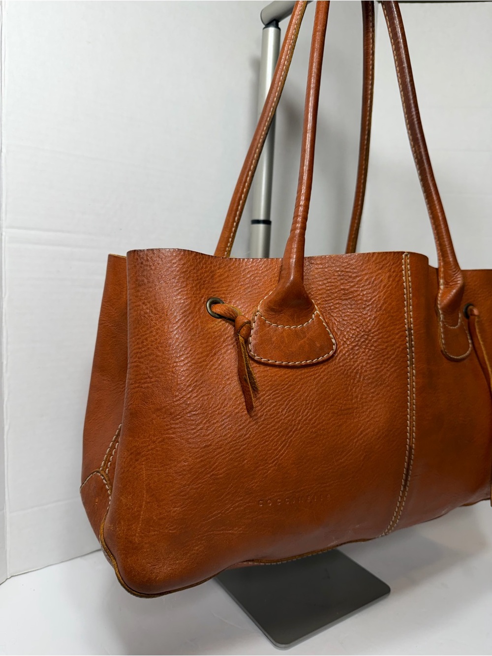COCCINELLE Leather Tote Handbag in Cognac Brown project bag - Picture 3 of 6